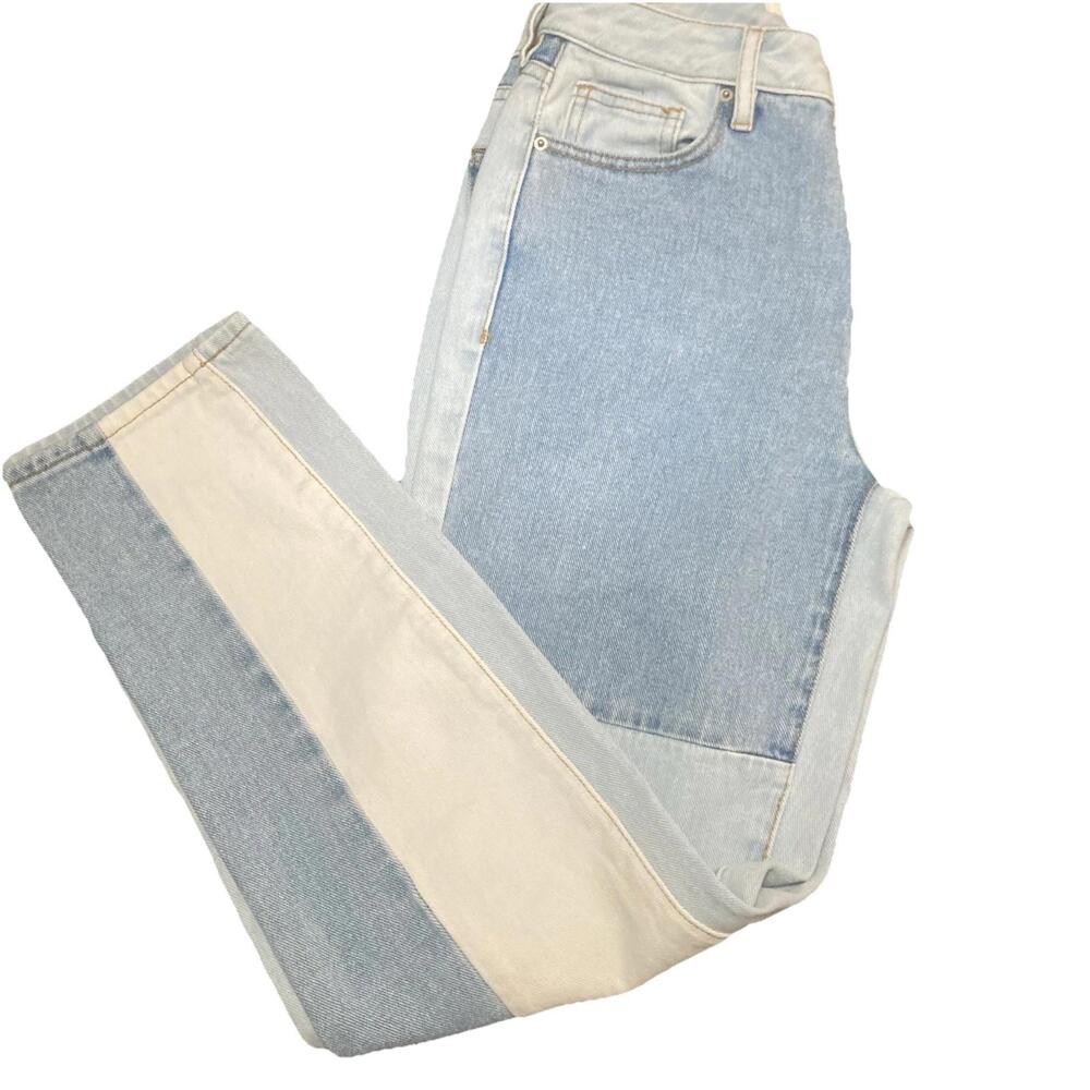 Pacsun Mom Jeans Size 24 Patchwork Denim High Rise 90s Pockets 100% Cotton Blue - Picture 3 of 7